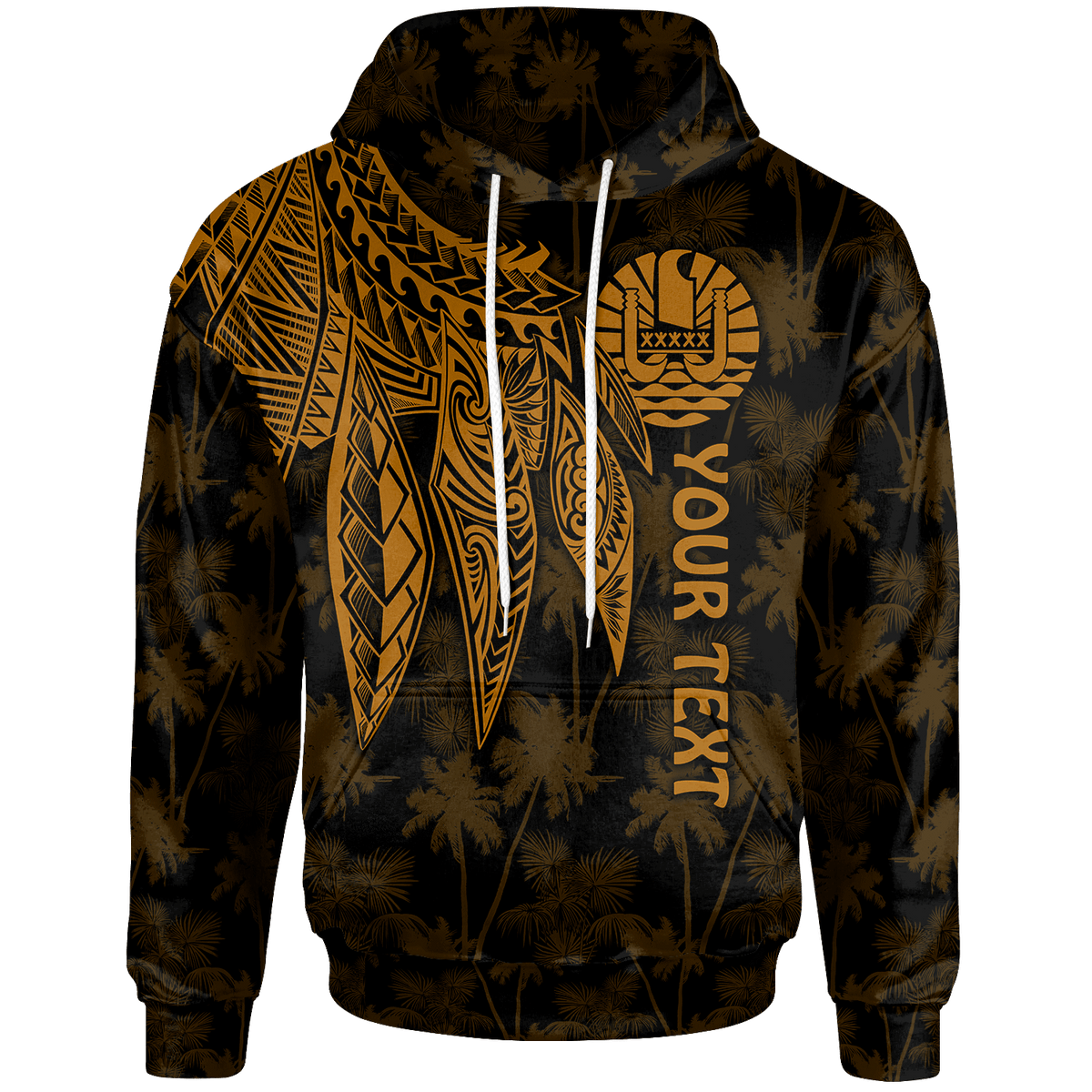 Tahiti Custom Hoodie Polynesian Wings (Golden) Unisex Golden - Polynesian Pride
