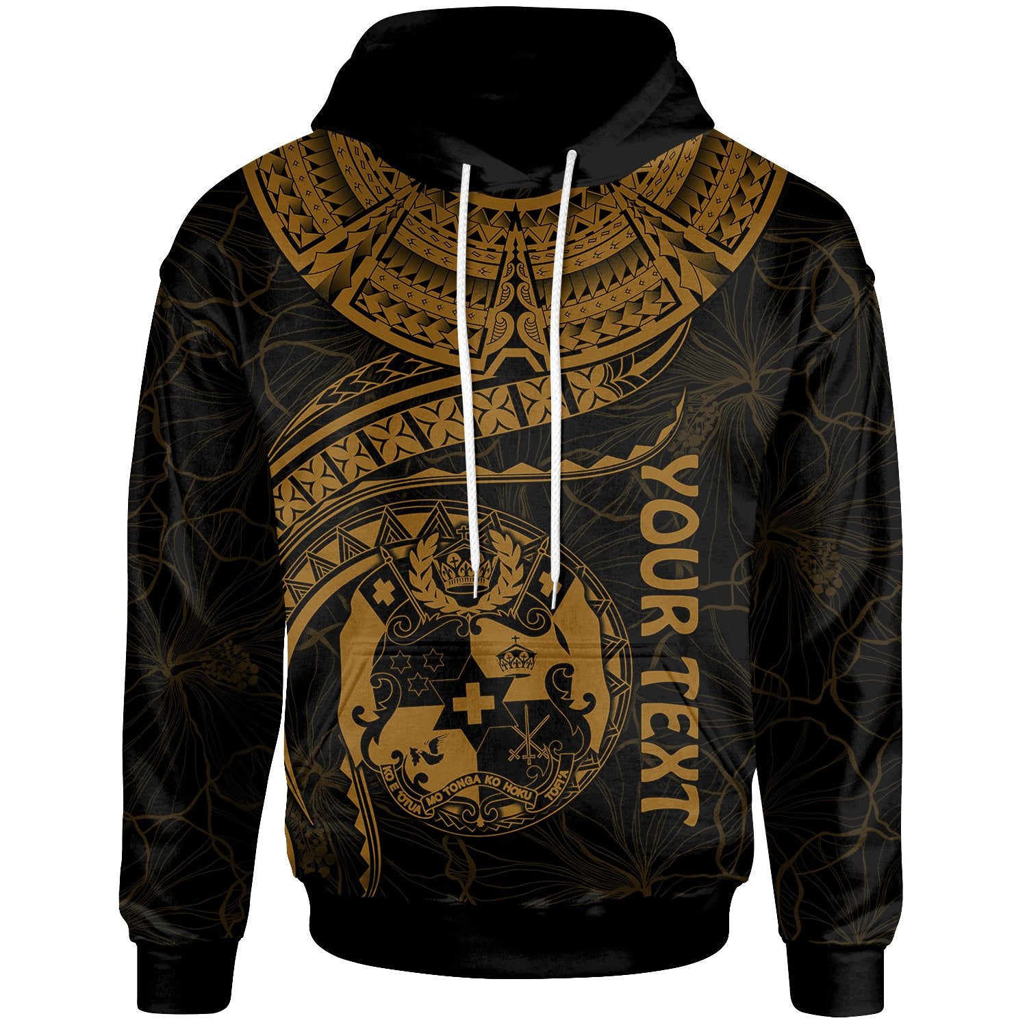 Tonga Polynesian Custom Hoodie Tonga Waves (Golden) Unisex Black - Polynesian Pride