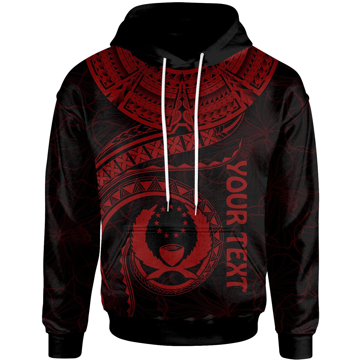 Pohnpei Polynesian Custom Hoodie Pohnpei Waves (Red) Unisex Red - Polynesian Pride