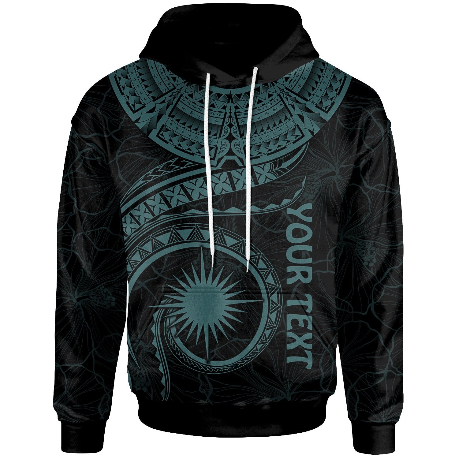 Marshall Islands Polynesian Custom Hoodie Marshall Islands Waves (Turquoise) Unisex Turquoise - Polynesian Pride