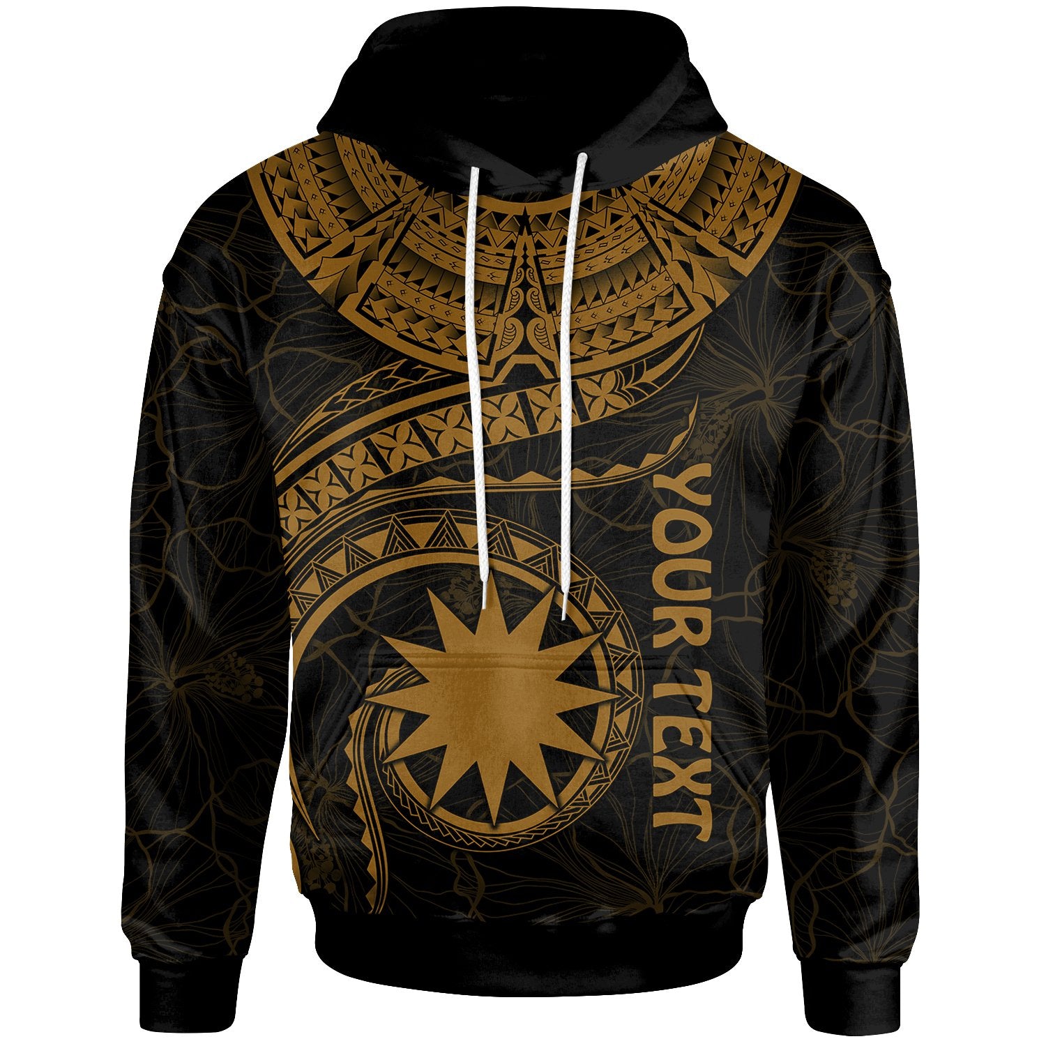 Nauru Polynesian Custom Hoodie Nauru Waves (Golden) Unisex Golden - Polynesian Pride