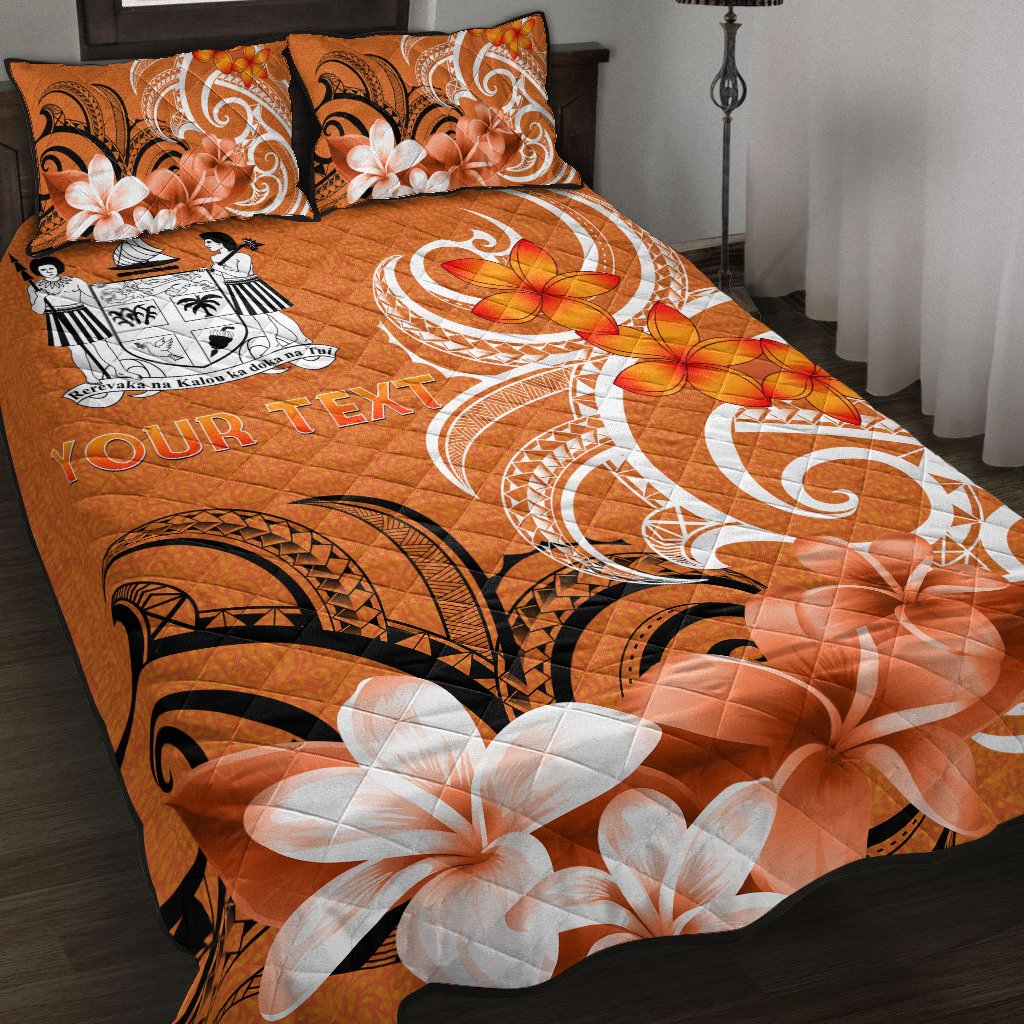 Custom Fiji Personalised Quilt Bed Set - Fijian Spirit Orange - Polynesian Pride