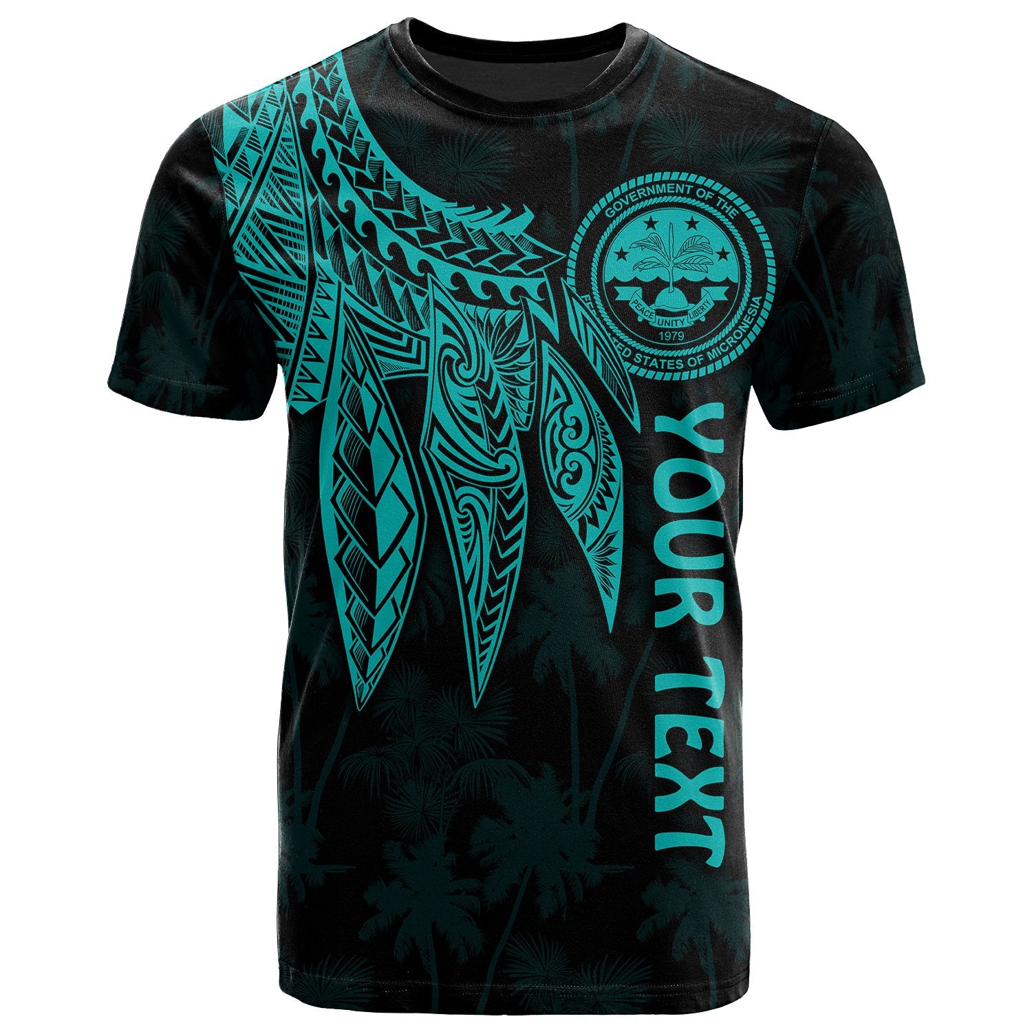 Federated States of Micronesia Custom T Shirt Polynesian Wings (Turquoise) Unisex Turquoise - Polynesian Pride