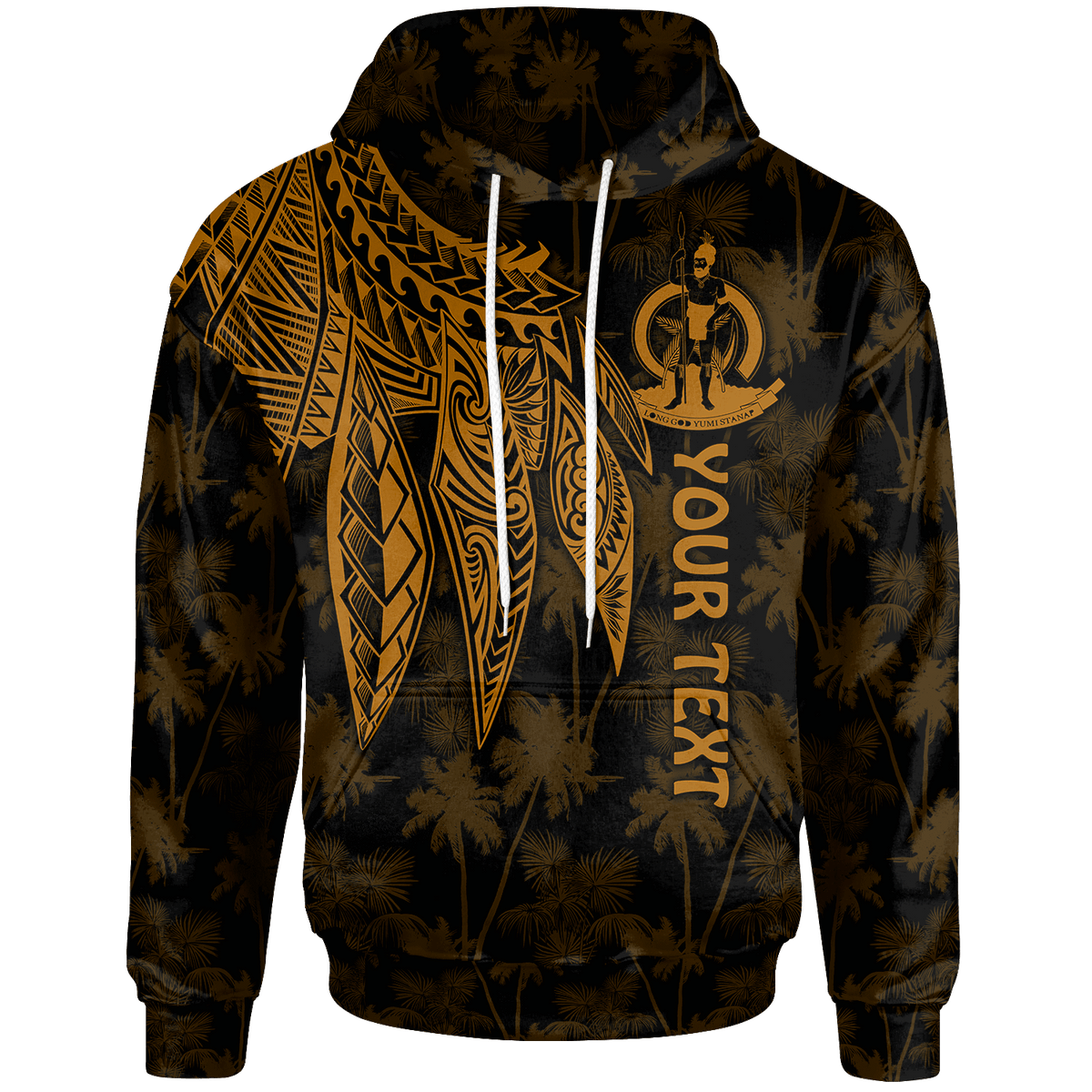 Vanuatu Custom Hoodie Polynesian Wings (Golden) Unisex Golden - Polynesian Pride
