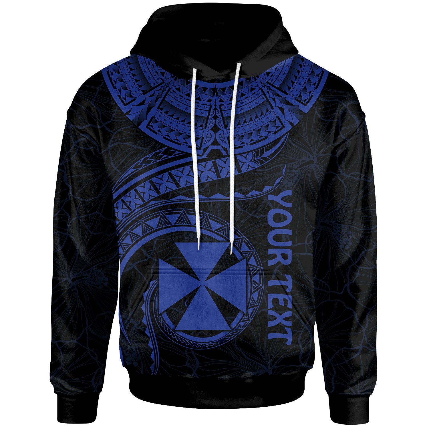 Wallis and Futuna Polynesian Custom Hoodie Wallis and Futuna Waves (Blue) Unisex Blue - Polynesian Pride