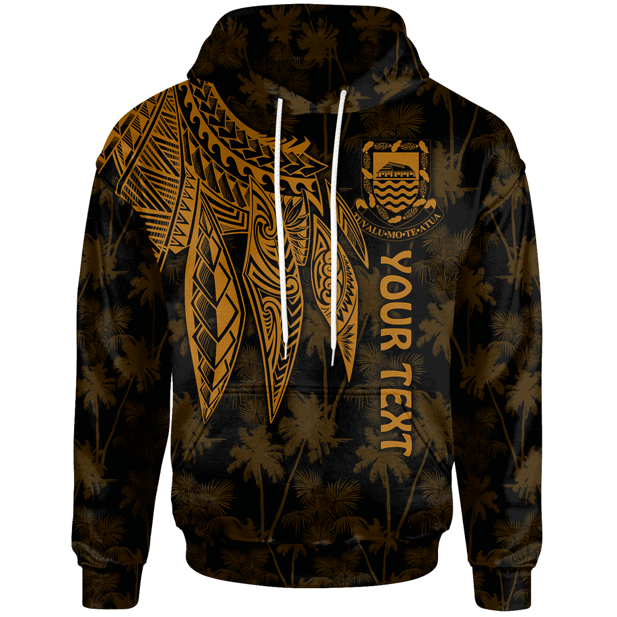 Tuvalu Custom Hoodie Polynesian Wings (Golden) Unisex Golden - Polynesian Pride