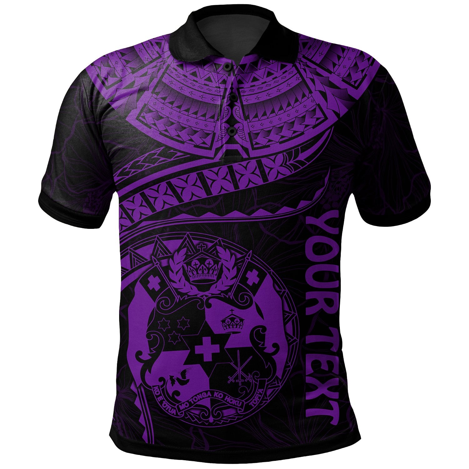 Tonga Polynesian Custom Polo Shirt Tonga Waves (Purple) Unisex Black - Polynesian Pride