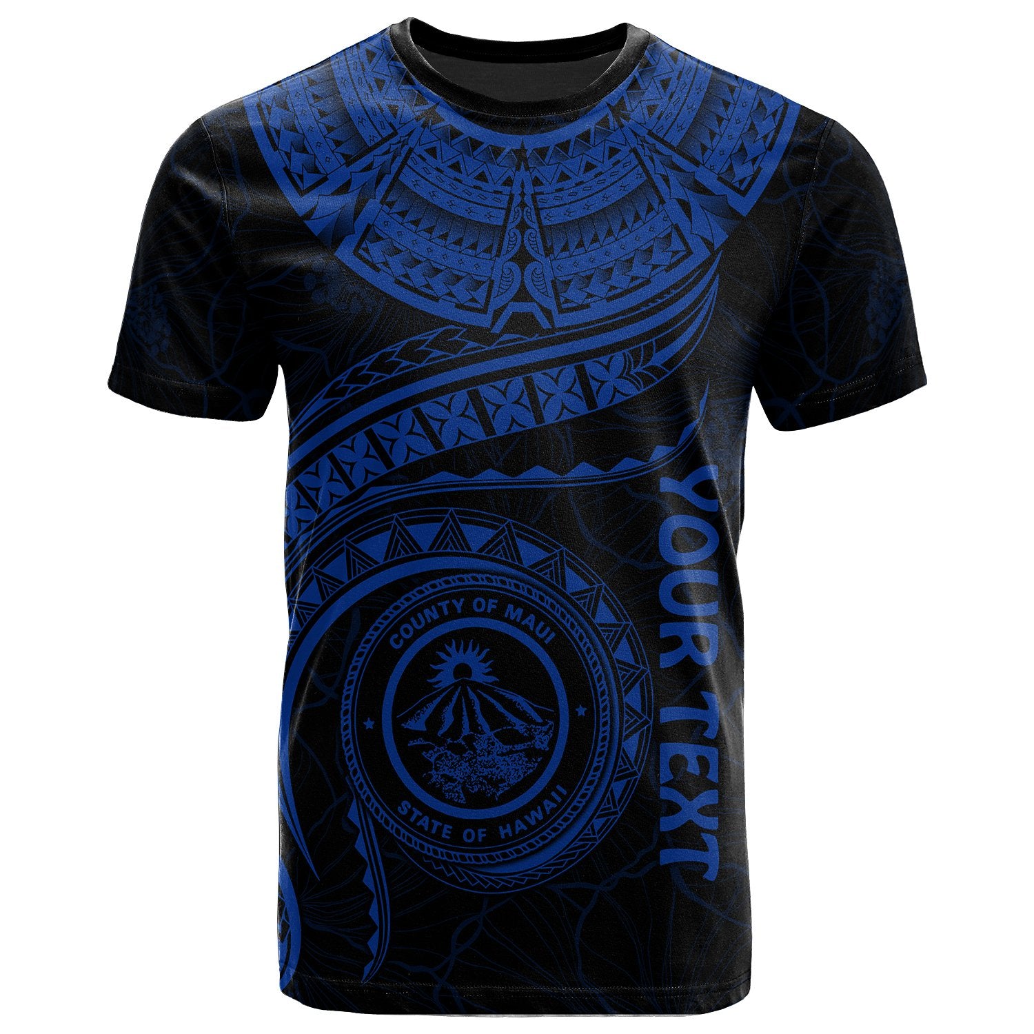 Polynesian Hawaii Custom T Shirt Maui Polynesian Waves (Blue) Unisex Blue - Polynesian Pride