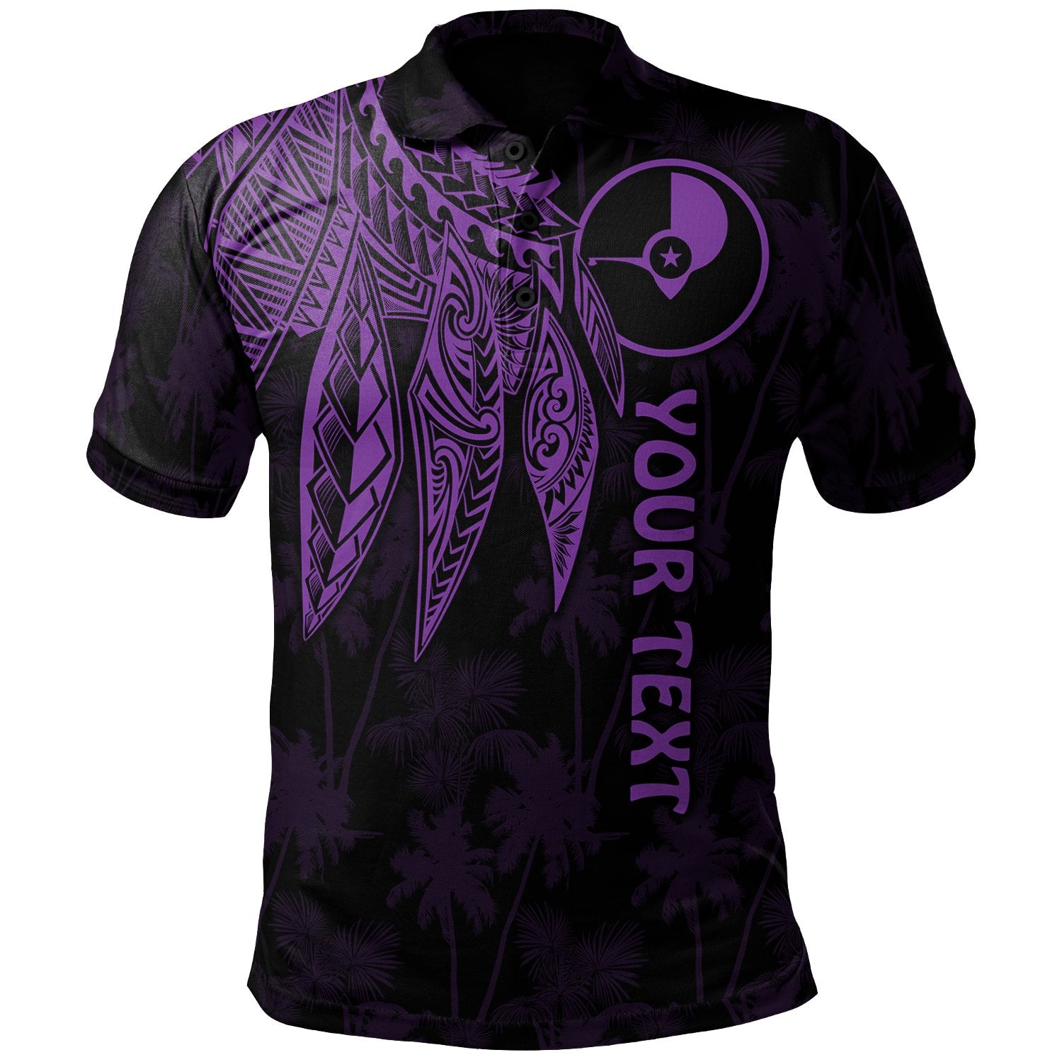 Yap Custom Polo Polynesian Wings (Purple) Unisex Purple - Polynesian Pride