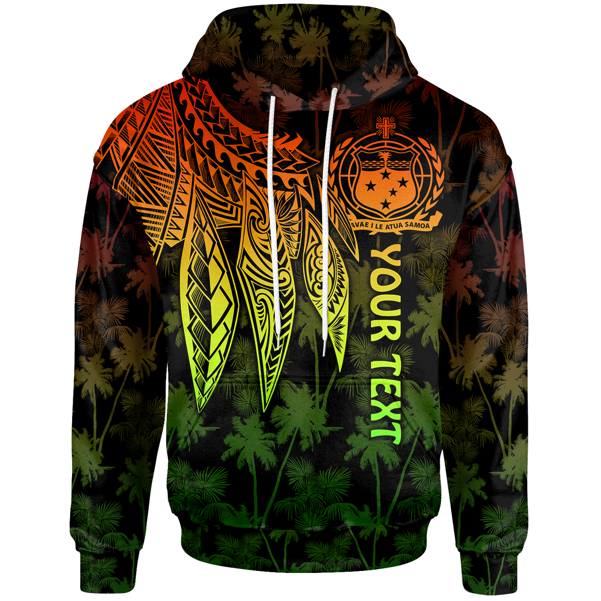 Samoa Custom Hoodie Polynesian Wings (Reggae) Unisex Reggae - Polynesian Pride