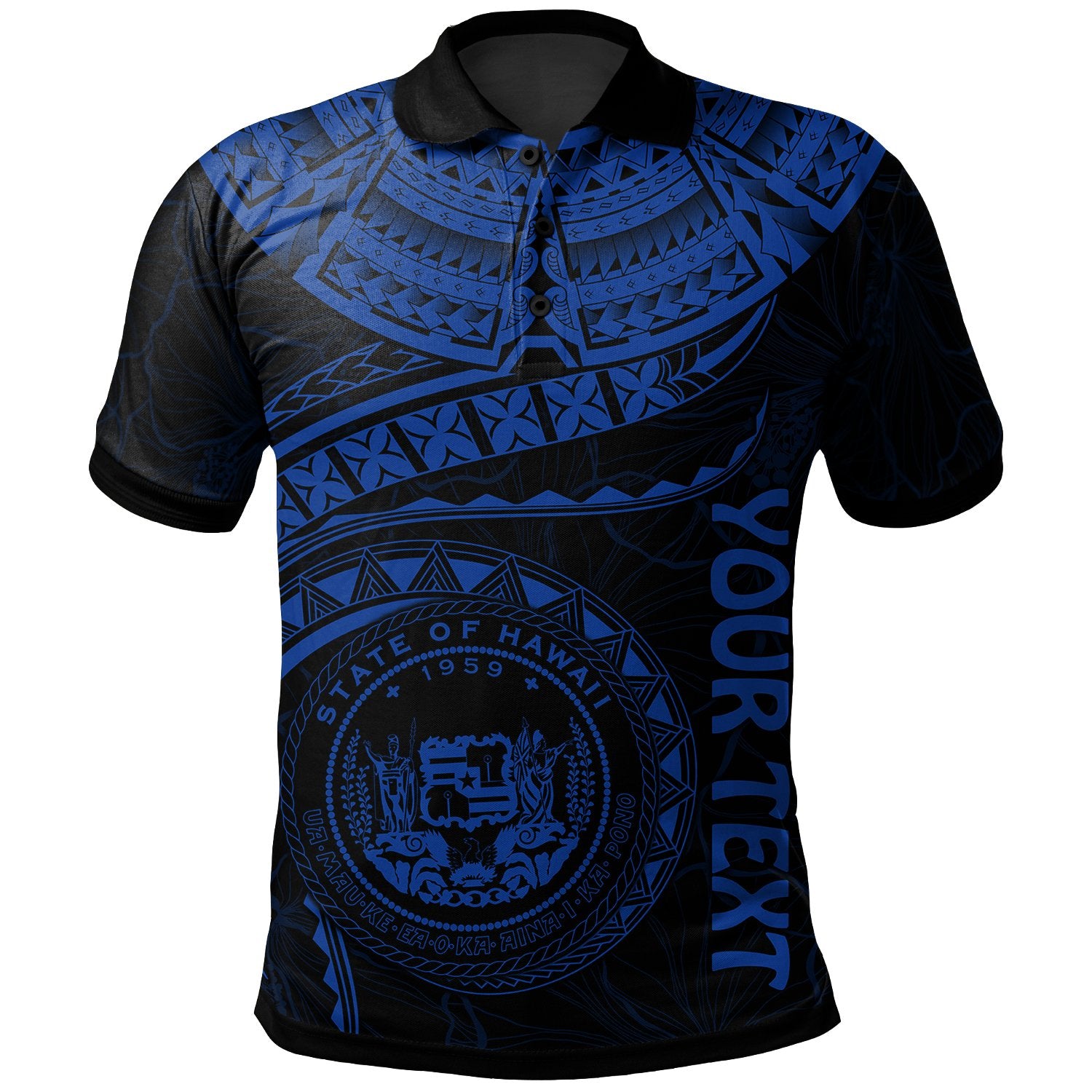 Polynesian Hawaii Custom Polo Shirt Hawaiian Waves (Blue) Unisex Blue - Polynesian Pride