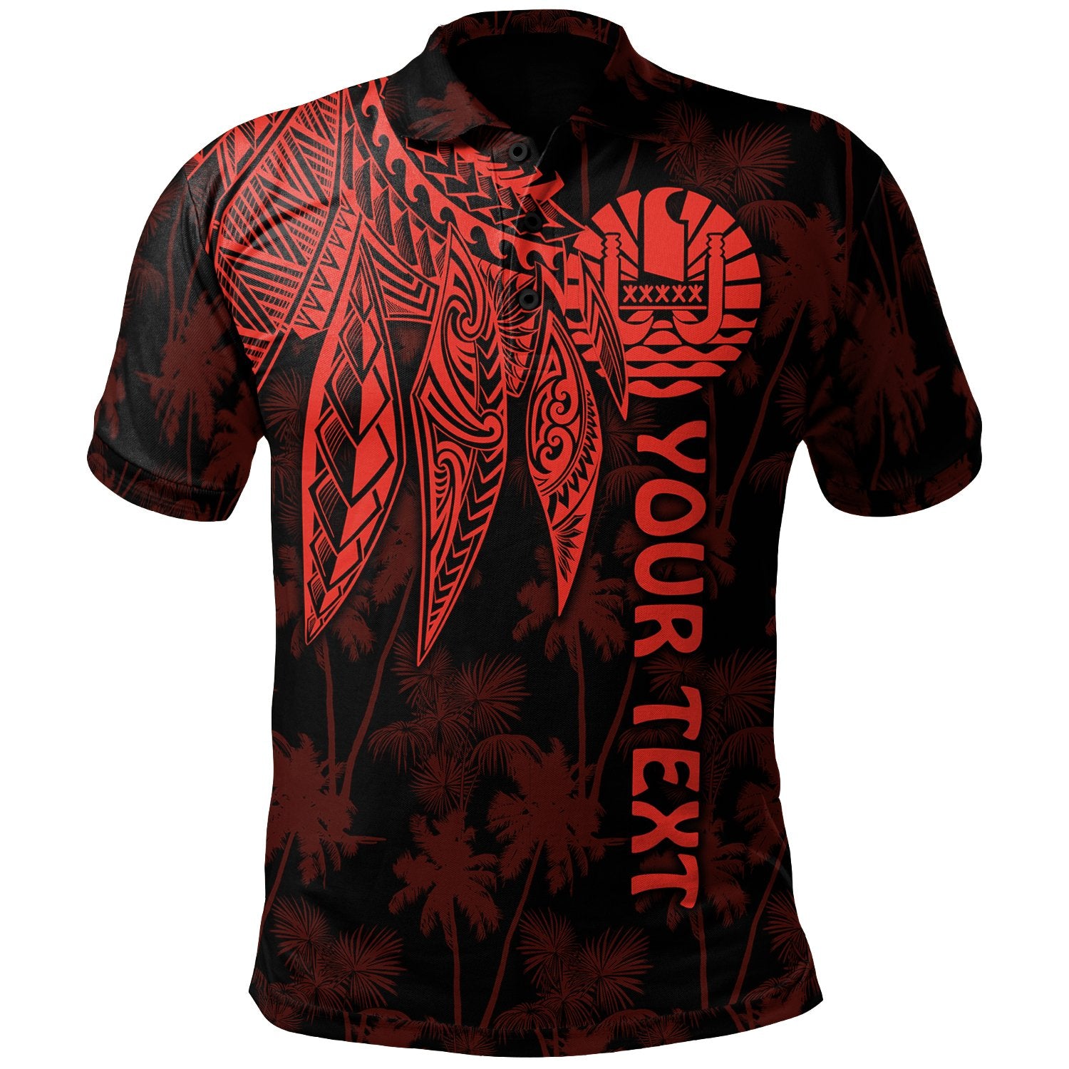 Tahiti Custom Polo Polynesian Wings (Red) Unisex Red - Polynesian Pride