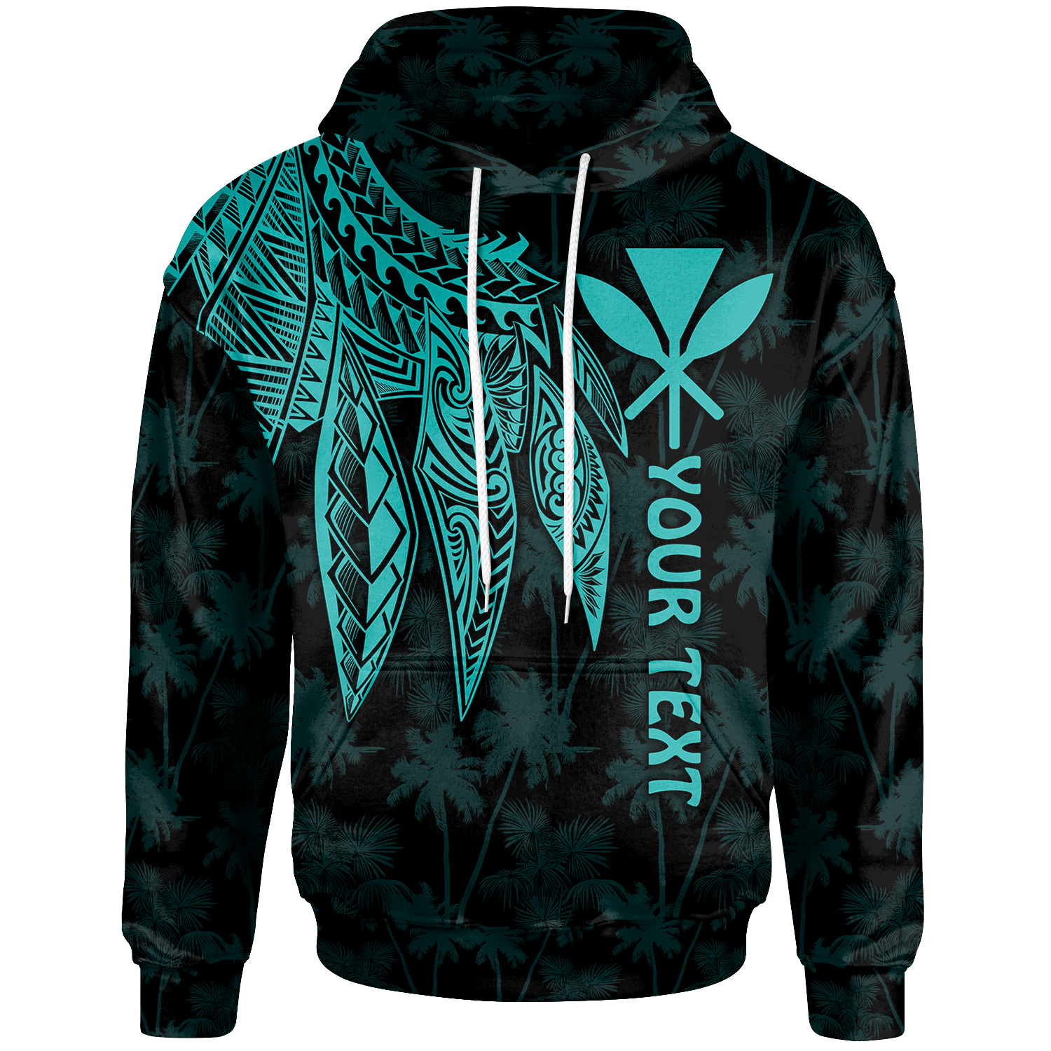 Polynesian Hawaii Kanaka Maoli Custom Hoodie Polynesian Wings (Turquoise) Unisex Turquoise - Polynesian Pride