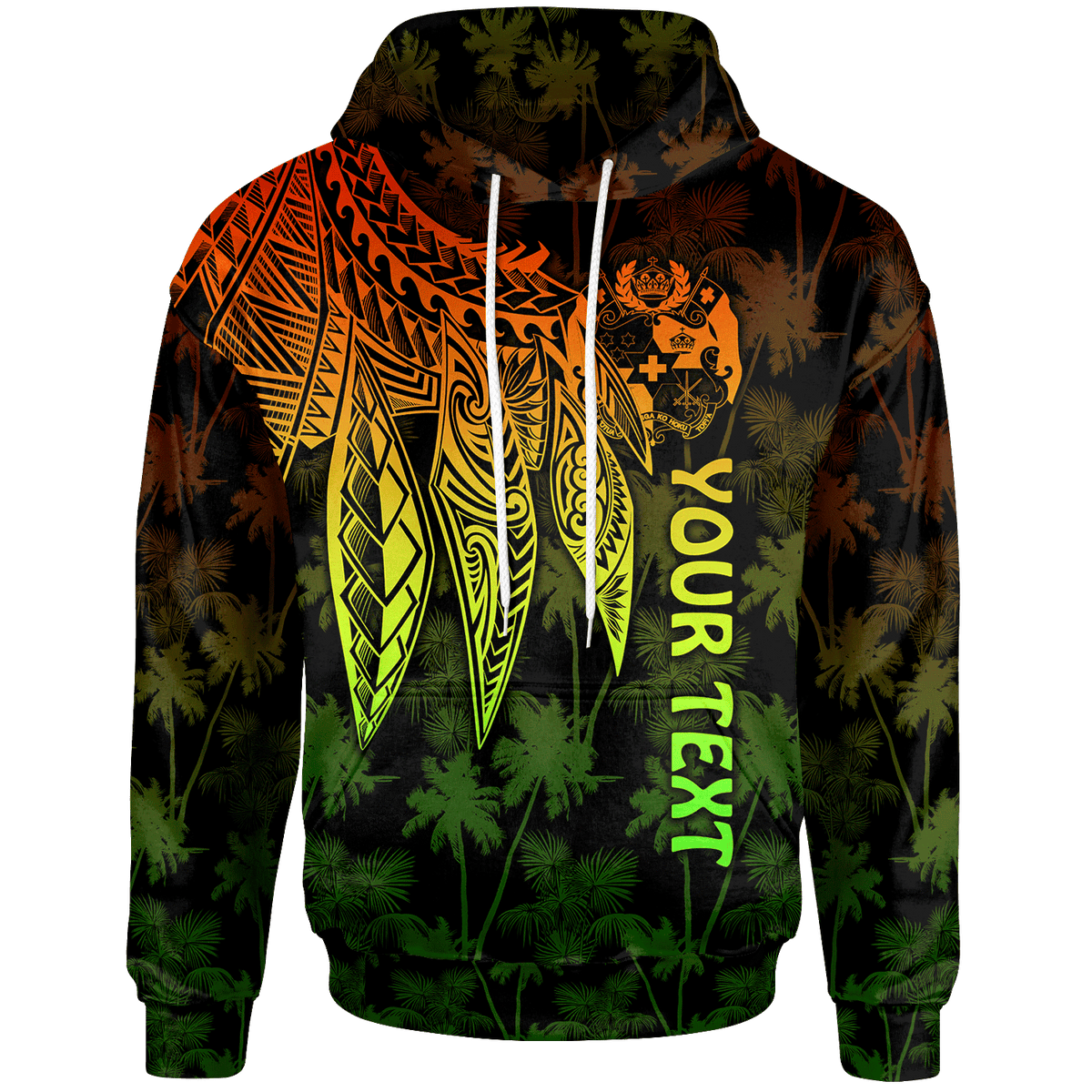 Tonga Custom Hoodie Polynesian Wings (Reggae) Unisex Reggae - Polynesian Pride