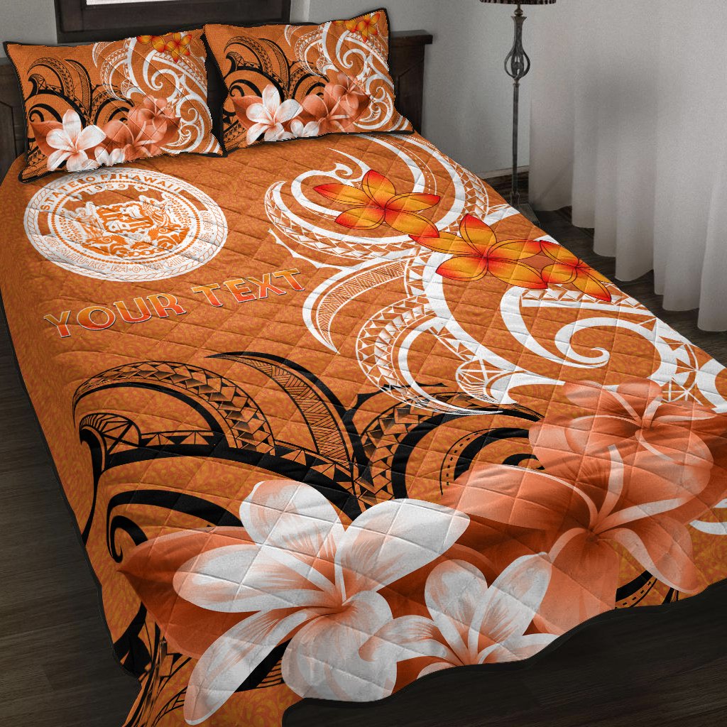 Custom Hawaii Personalised Quilt Bed Set - Hawaii Seal Hawaiian Spirit Orange - Polynesian Pride