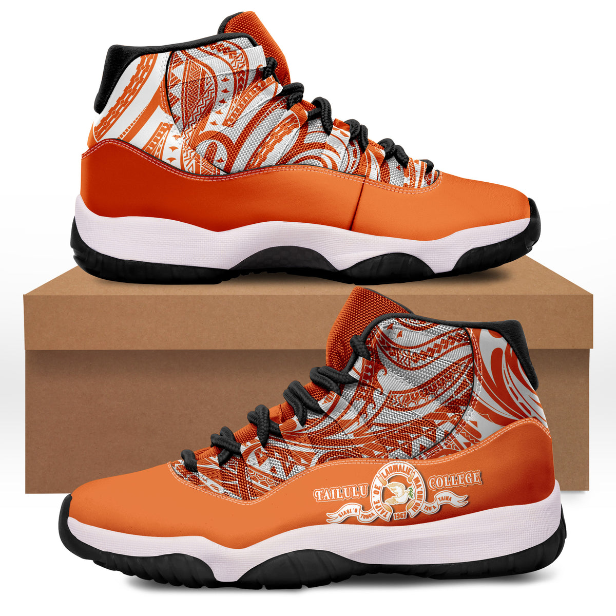 Taiulu College Tonga Sneaker J.11 Style No.1 LT6 Orange - Polynesian Pride