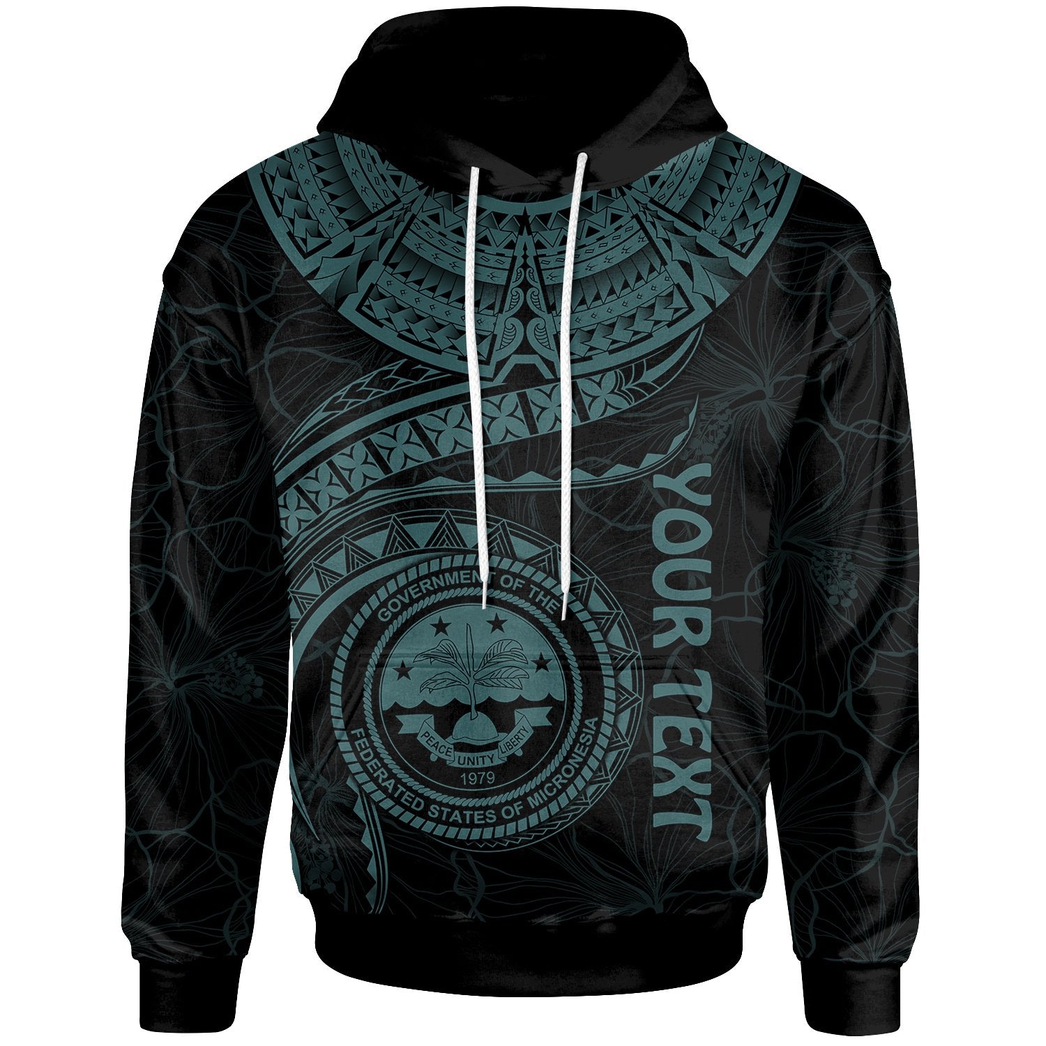 Federated States of Micronesia Polynesian Custom Hoodie FSM Waves (Turquoise) Unisex Turquoise - Polynesian Pride