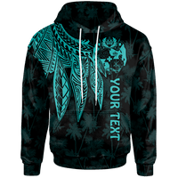 Tonga Custom Hoodie Polynesian Wings (Turquoise) Unisex Turquoise - Polynesian Pride