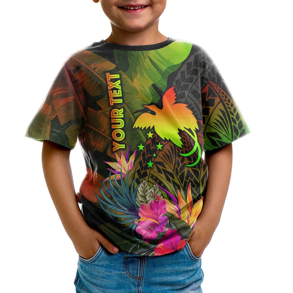 Papua New Guinea Polynesian Custom T Shirt Hibiscus and Banana Leaves - Polynesian Pride