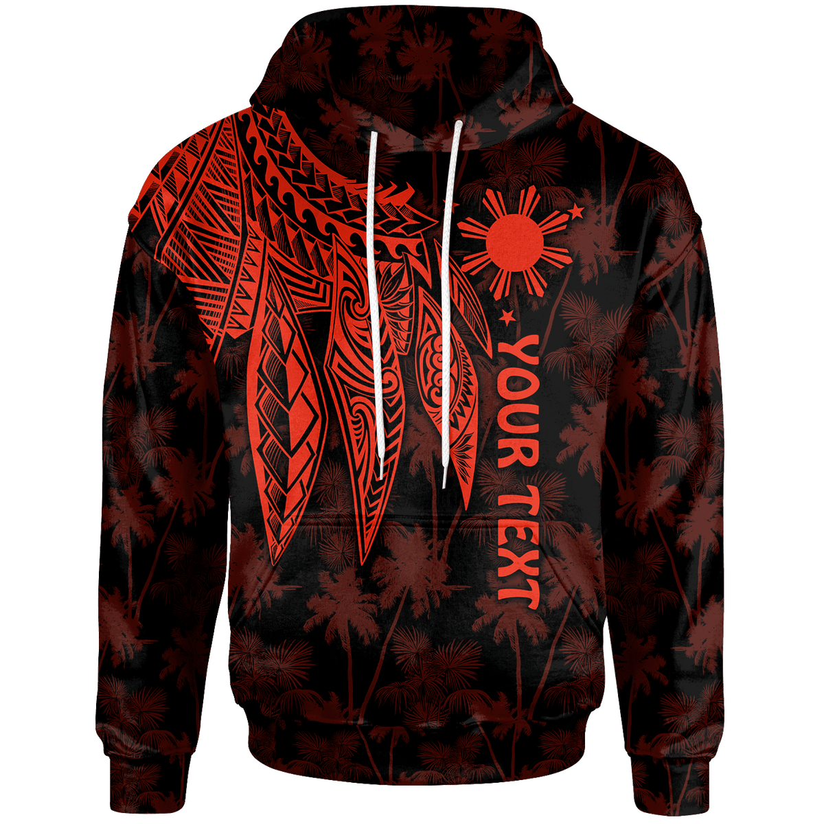 The Philippines Custom Hoodie Polynesian Wings (Red) Unisex Red - Polynesian Pride