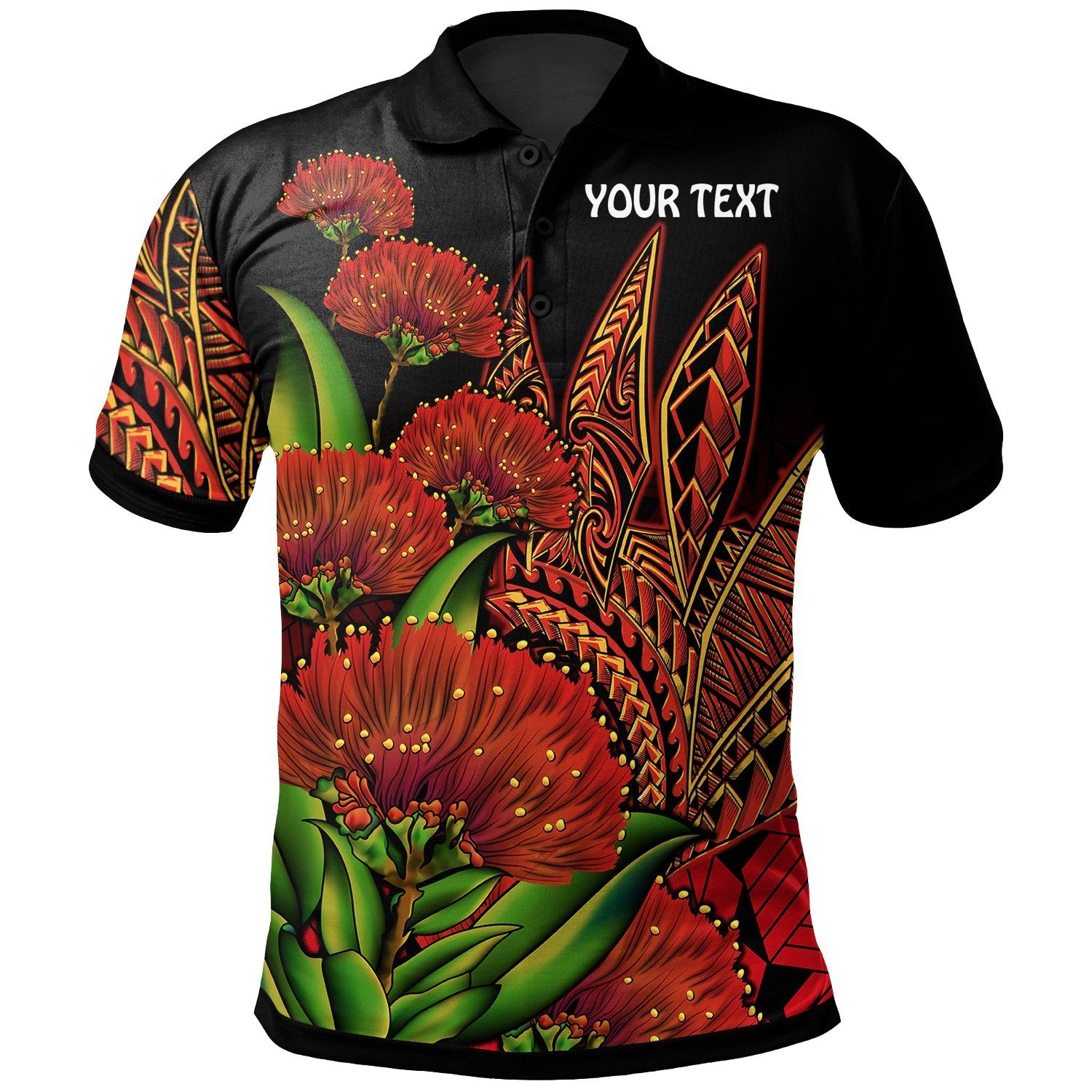 Polynesian Hawaii Custom Polo Shirt Ohia Lehua Red - Polynesian Pride