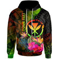 Polynesian Hawaii Kanaka Maoli Polynesian Custom Hoodie Hibiscus and Banana Leaves Unisex Reggae - Polynesian Pride