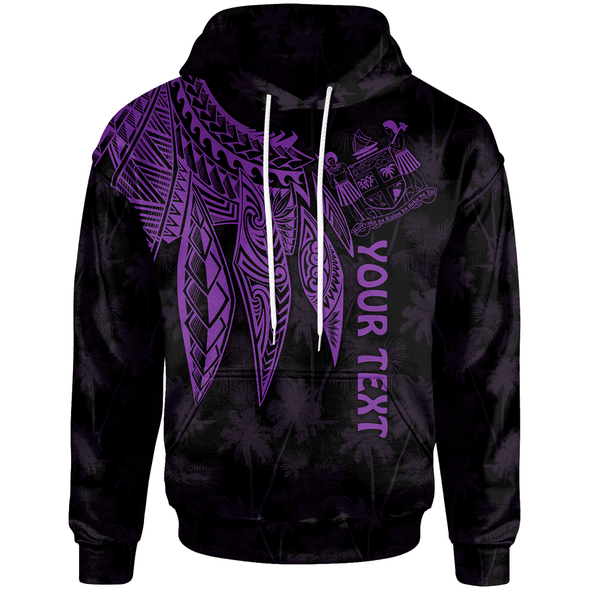 Fiji Custom Hoodie Polynesian Wings (Purple) Unisex Blue - Polynesian Pride