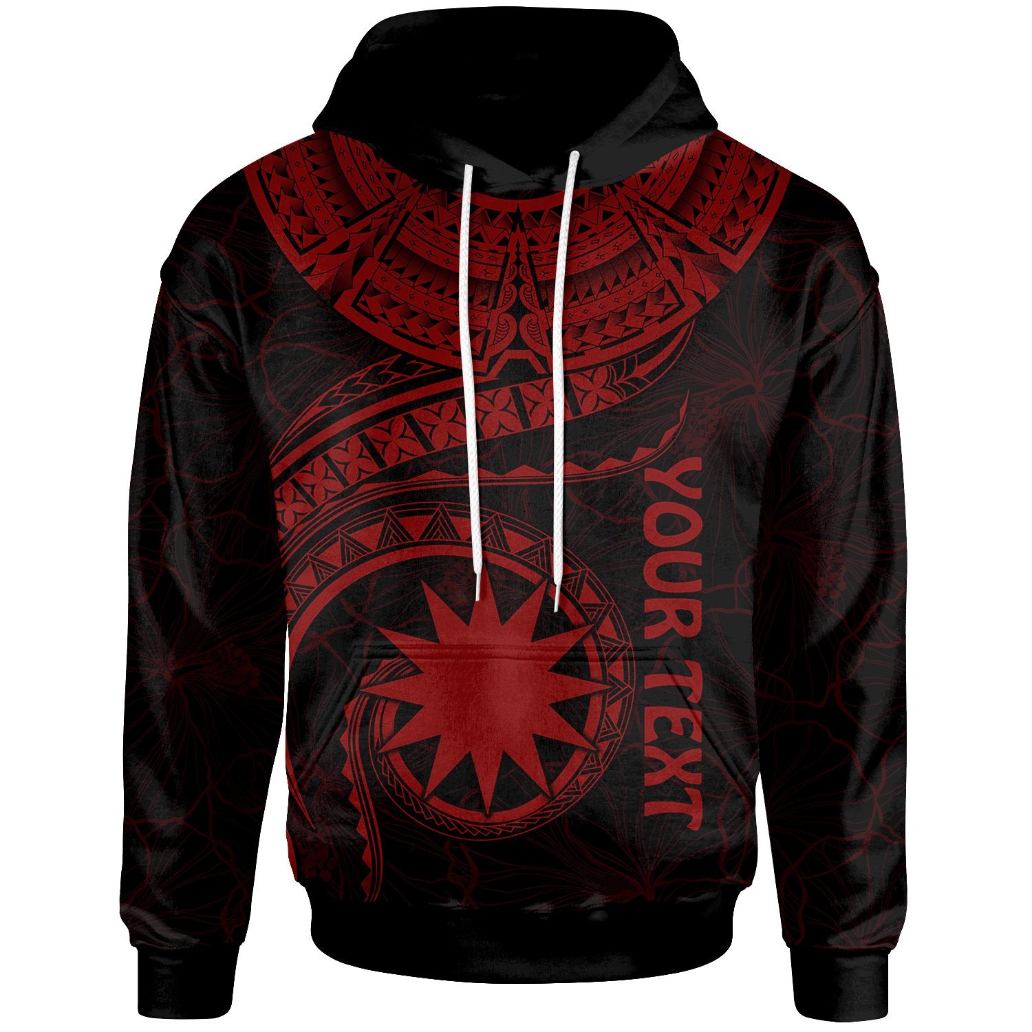 Nauru Polynesian Custom Hoodie Nauru Waves (Red) Unisex Red - Polynesian Pride