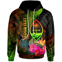 Guam Polynesian Custom Hoodie Hibiscus and Banana Leaves Unisex Reggae - Polynesian Pride