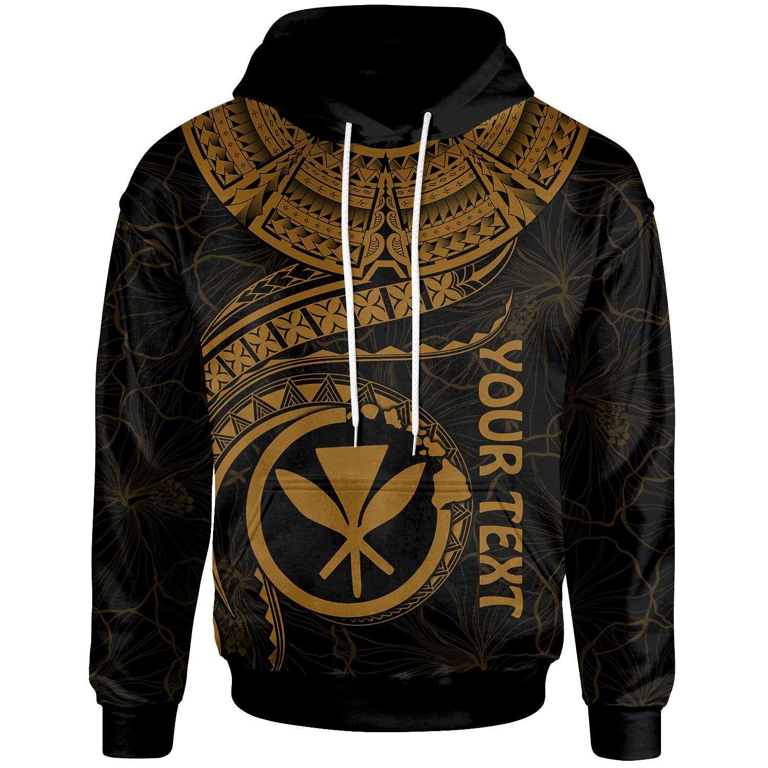 Polynesian Hawaii Kanaka Maoli Custom Hoodie Hawaiian Waves (Golden) Unisex Golden - Polynesian Pride