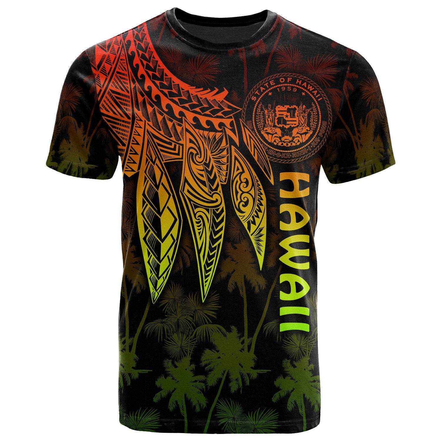 Polynesian Hawaii T shirt Polynesian Wings (Reggae) Unisex Reggae - Polynesian Pride