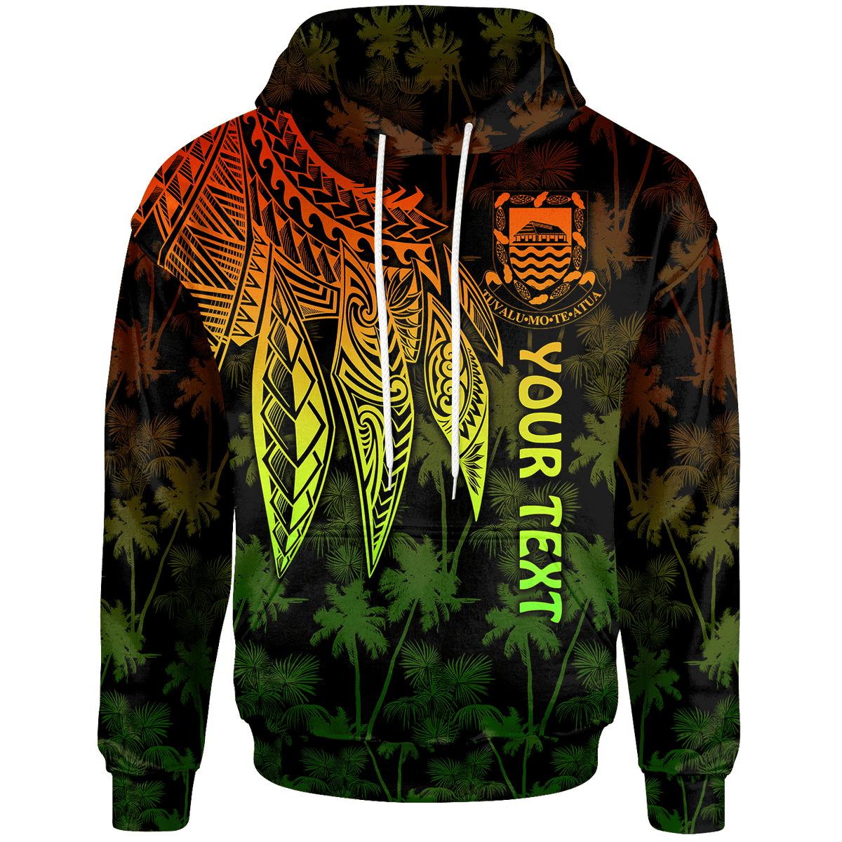 Tuvalu Custom Hoodie Polynesian Wings (Reggae) Unisex Reggae - Polynesian Pride