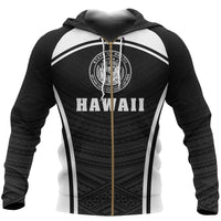 Hawaii Polynesian Zipper Hoodie Sport Style Unisex White - Polynesian Pride