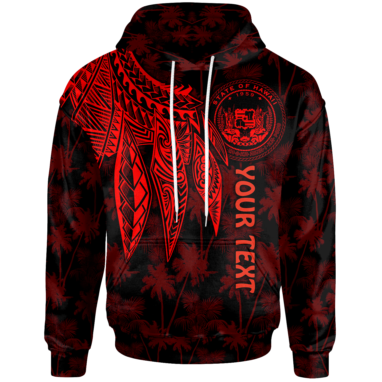 Polynesian Hawaii Custom Hoodie Polynesian Wings (Red) Unisex Red - Polynesian Pride