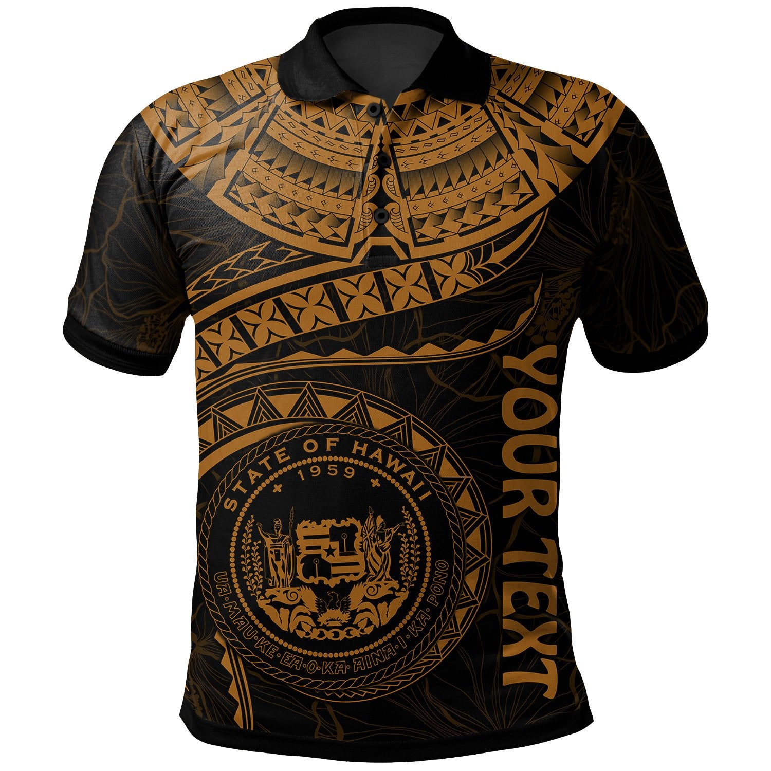 Polynesian Hawaii Custom Polo Shirt Hawaiian Waves (Golden) Unisex Golden - Polynesian Pride