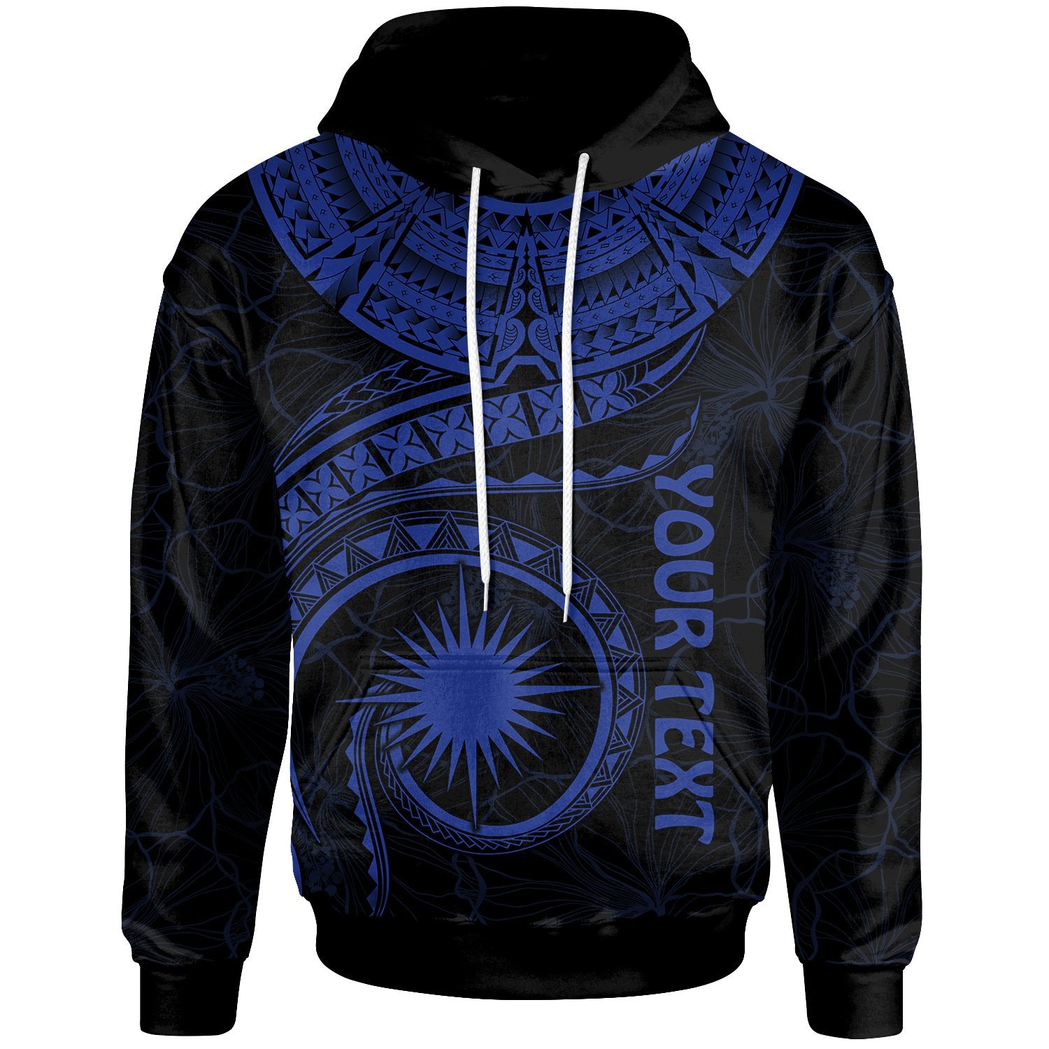 Marshall Islands Polynesian Custom Hoodie Marshall Islands Waves (Blue) Unisex Blue - Polynesian Pride