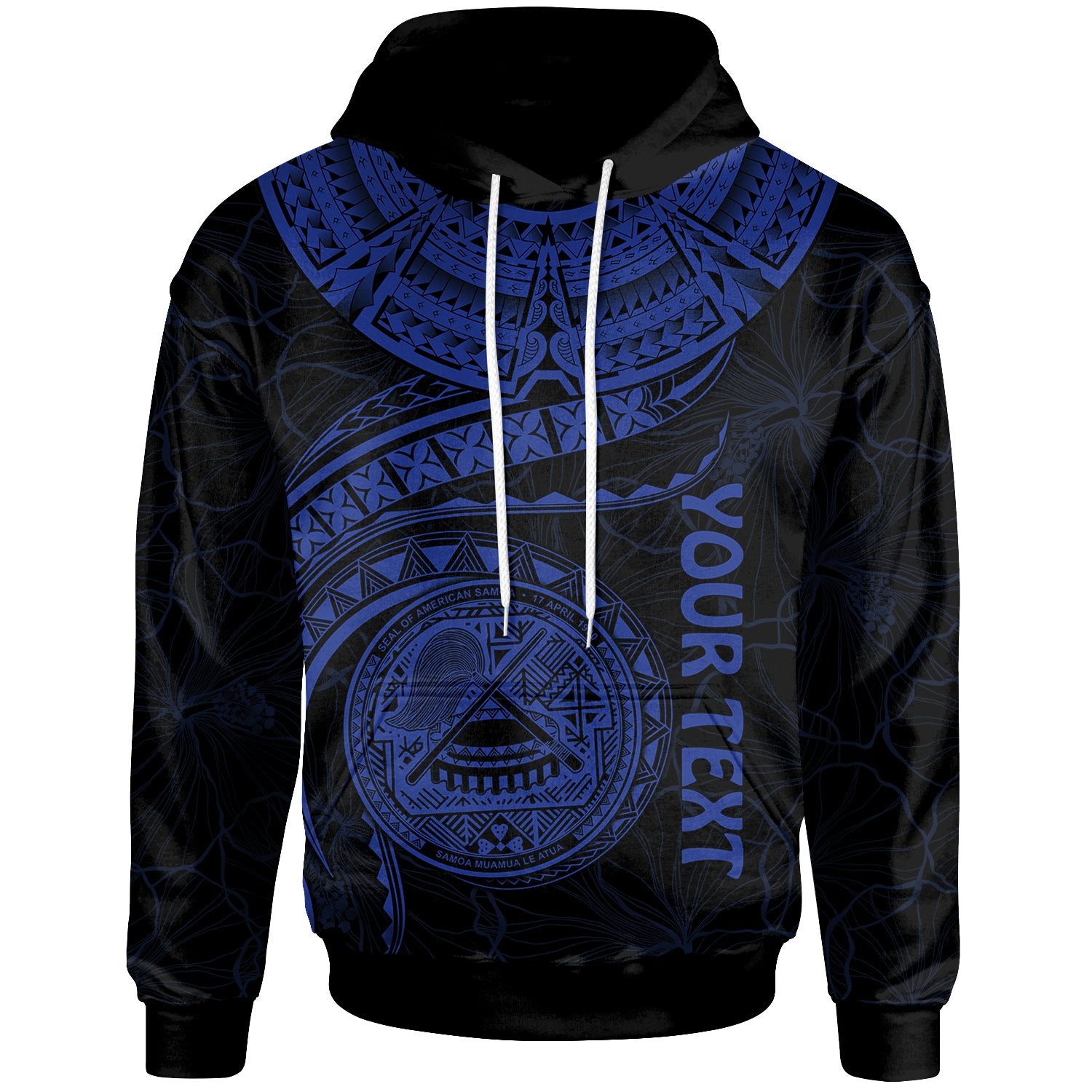 American Samoa Polynesian Custom Hoodie American Samoan Waves (Blue) Unisex Blue - Polynesian Pride