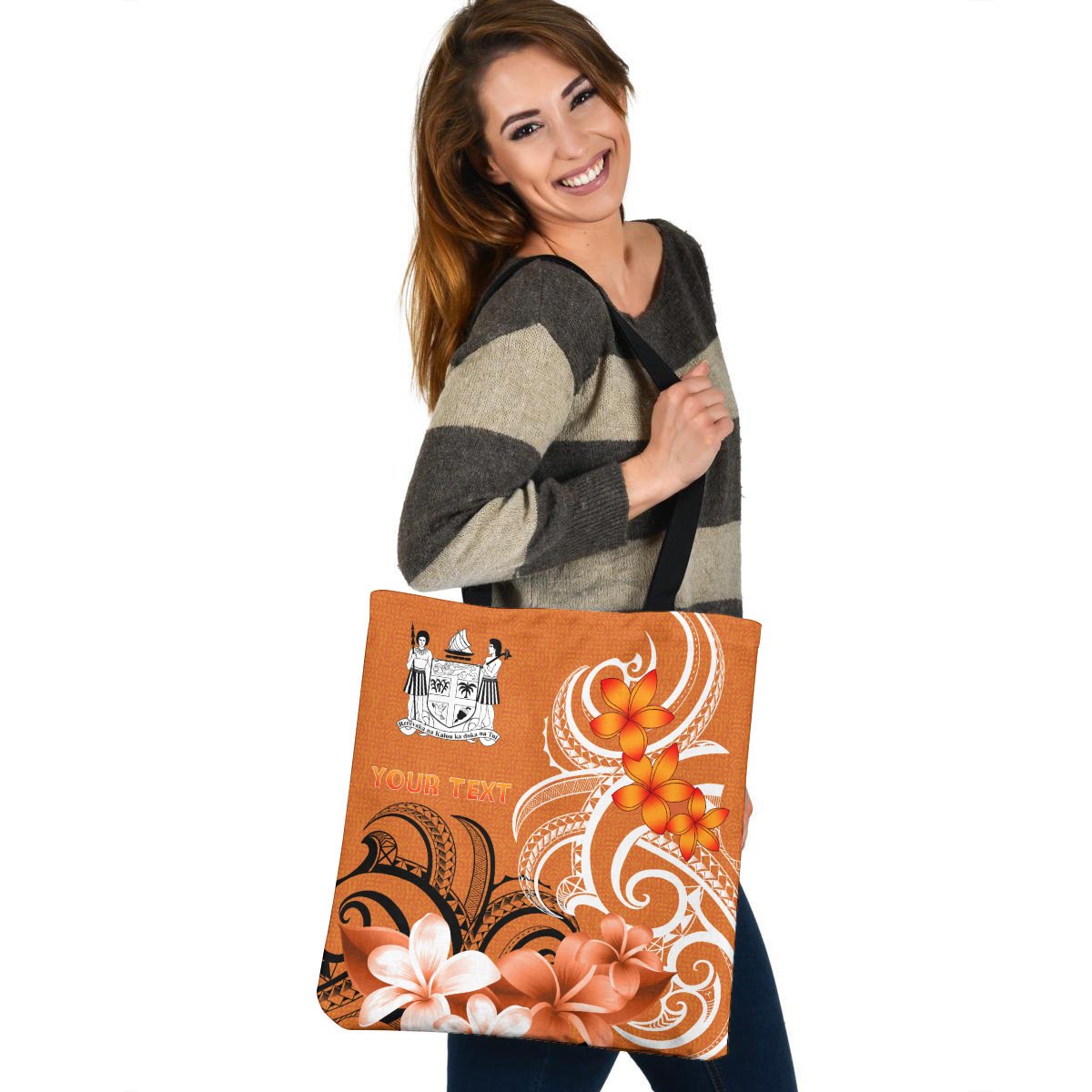 Custom Fiji Personalised Tote Bags - Fijian Spirit Tote Bag One Size Orange - Polynesian Pride