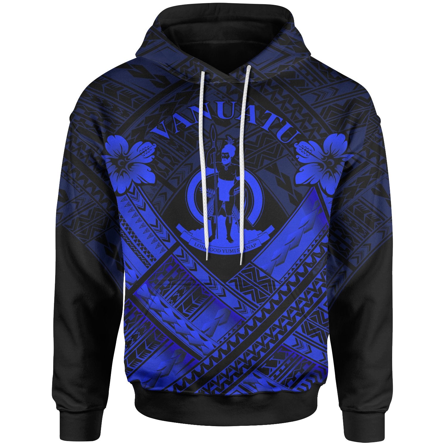 Vanuatu Polynesian Hoodie Vanuatu Blue Seal Camisole Hibiscus Style Unisex Blue - Polynesian Pride
