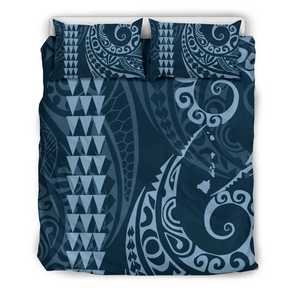 Hawaiian Map Polynesian Bedding Set Blue Blue - Polynesian Pride