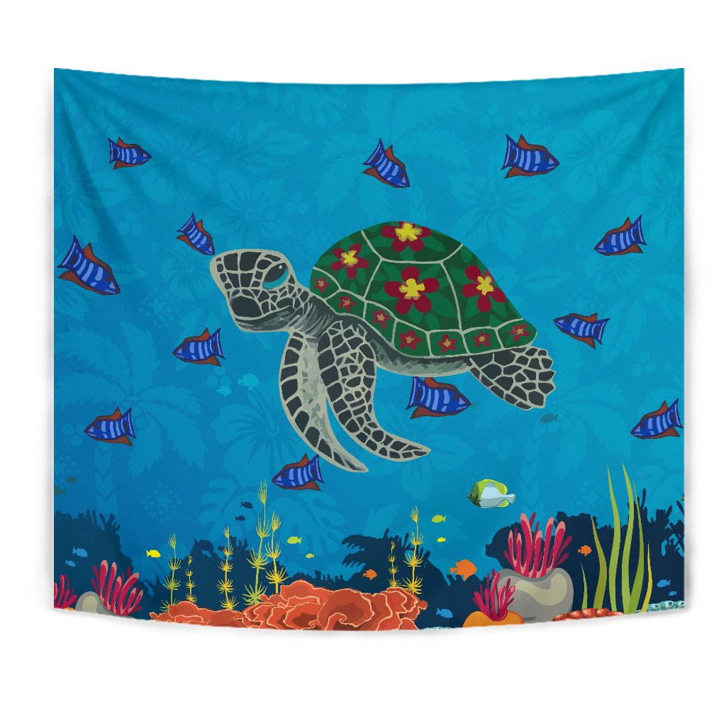 Sea Cartoon Tapestry Wall Tapestry Blue - Polynesian Pride