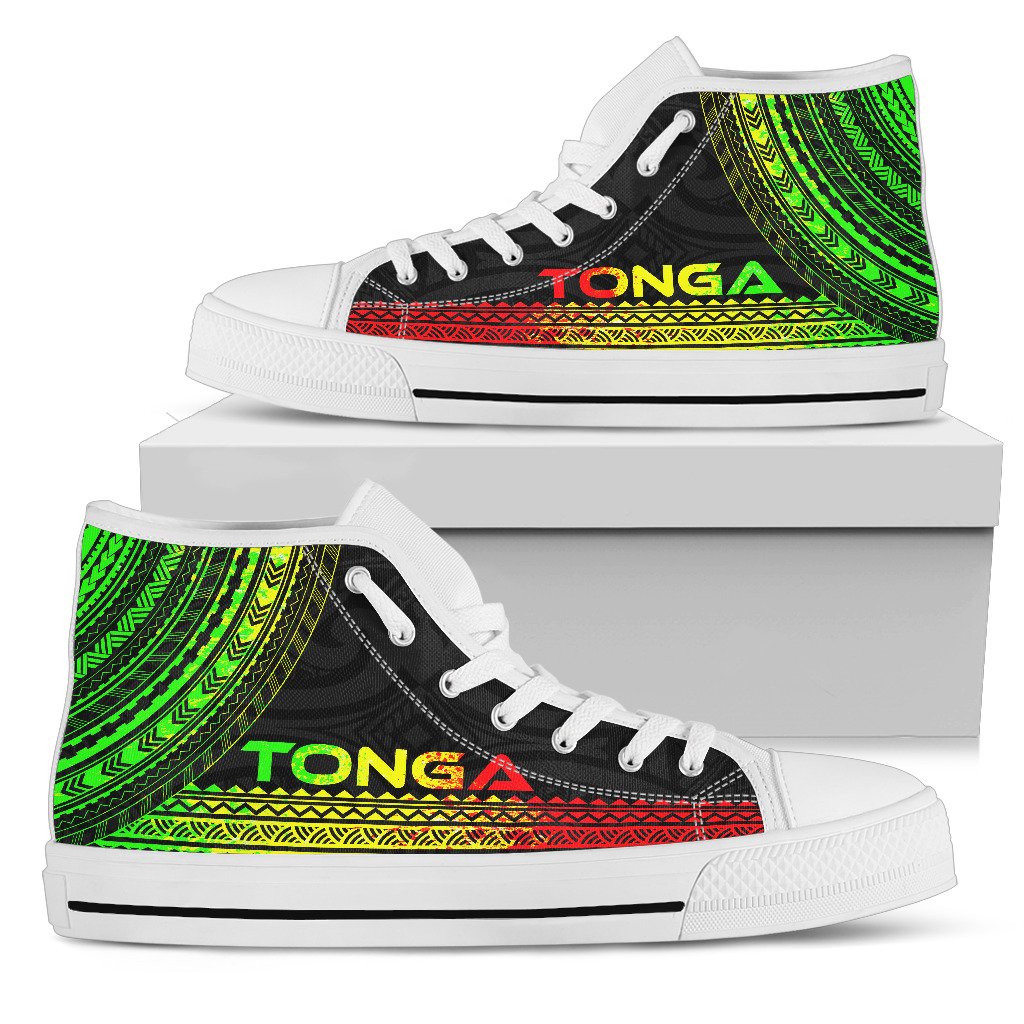 Tonga High Top Shoes - Polynesian Reggae Chief Version Unisex White - Polynesian Pride