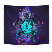 Turtle Hibiscus Galaxy Violet Tapestry Wall Tapestry Violet - Polynesian Pride