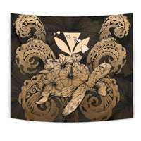 Hawaii Turtle Wave Polynesian Tapestry - Hey Style Gold - Polynesian Pride