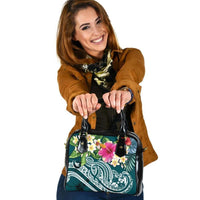 Tonga Polynesian Shoulder Handbag - Summer Plumeria (Turquoise) One Size Turquoise - Polynesian Pride