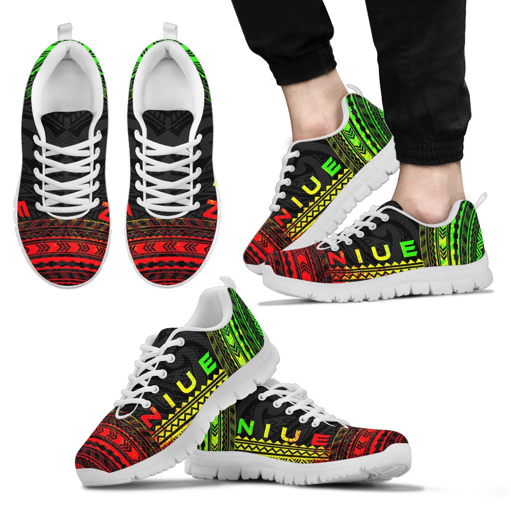 Niue Sneakers - Niue Polynesian Chief Tattoo Reggae Version Unisex White - Polynesian Pride