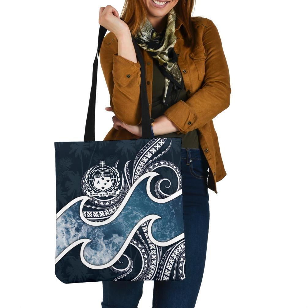 Samoa Polynesian Tote Bags - Ocean Style Tote Bag One Size Black - Polynesian Pride