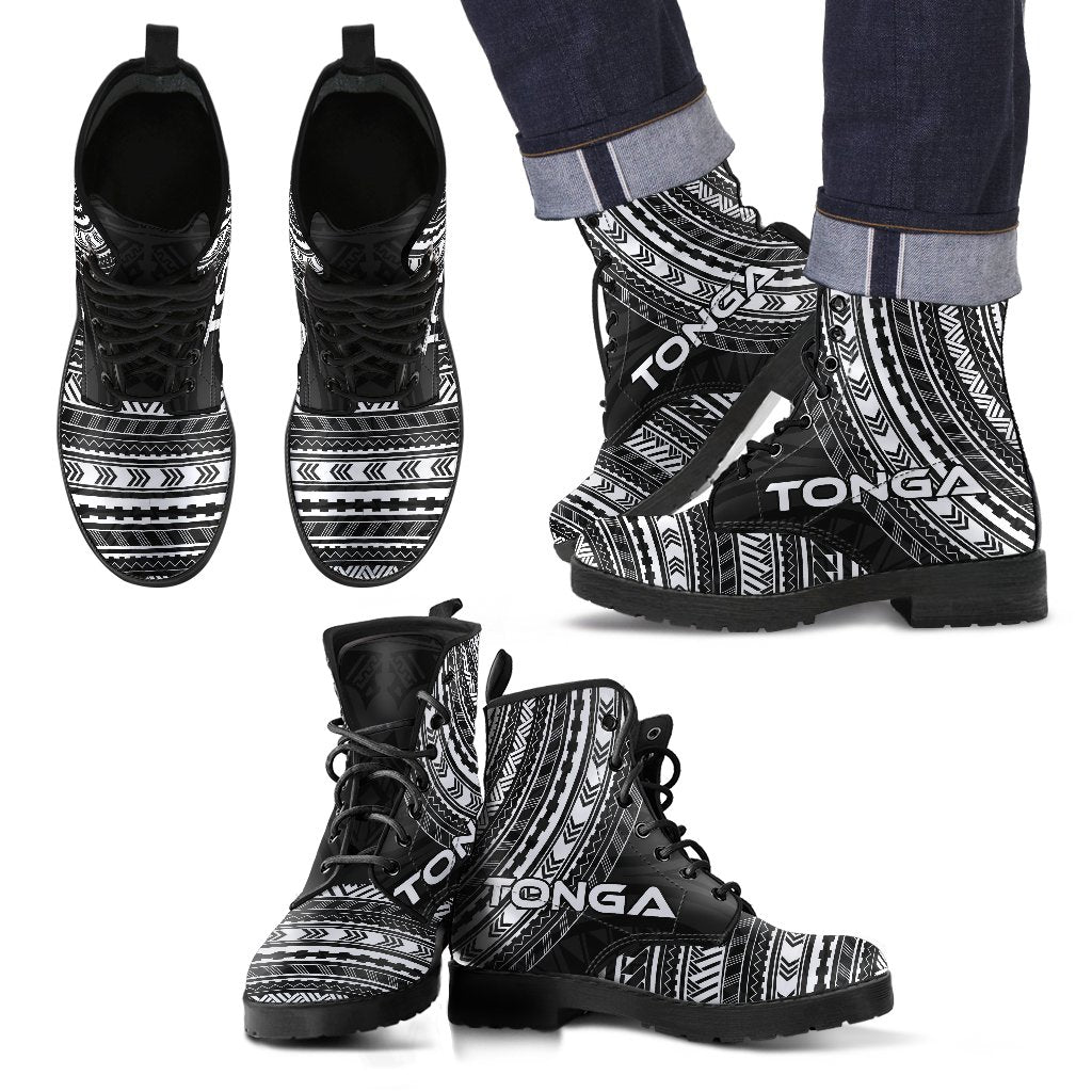 tonga Leather Boots - Polynesian Black Chief Version Black - Polynesian Pride