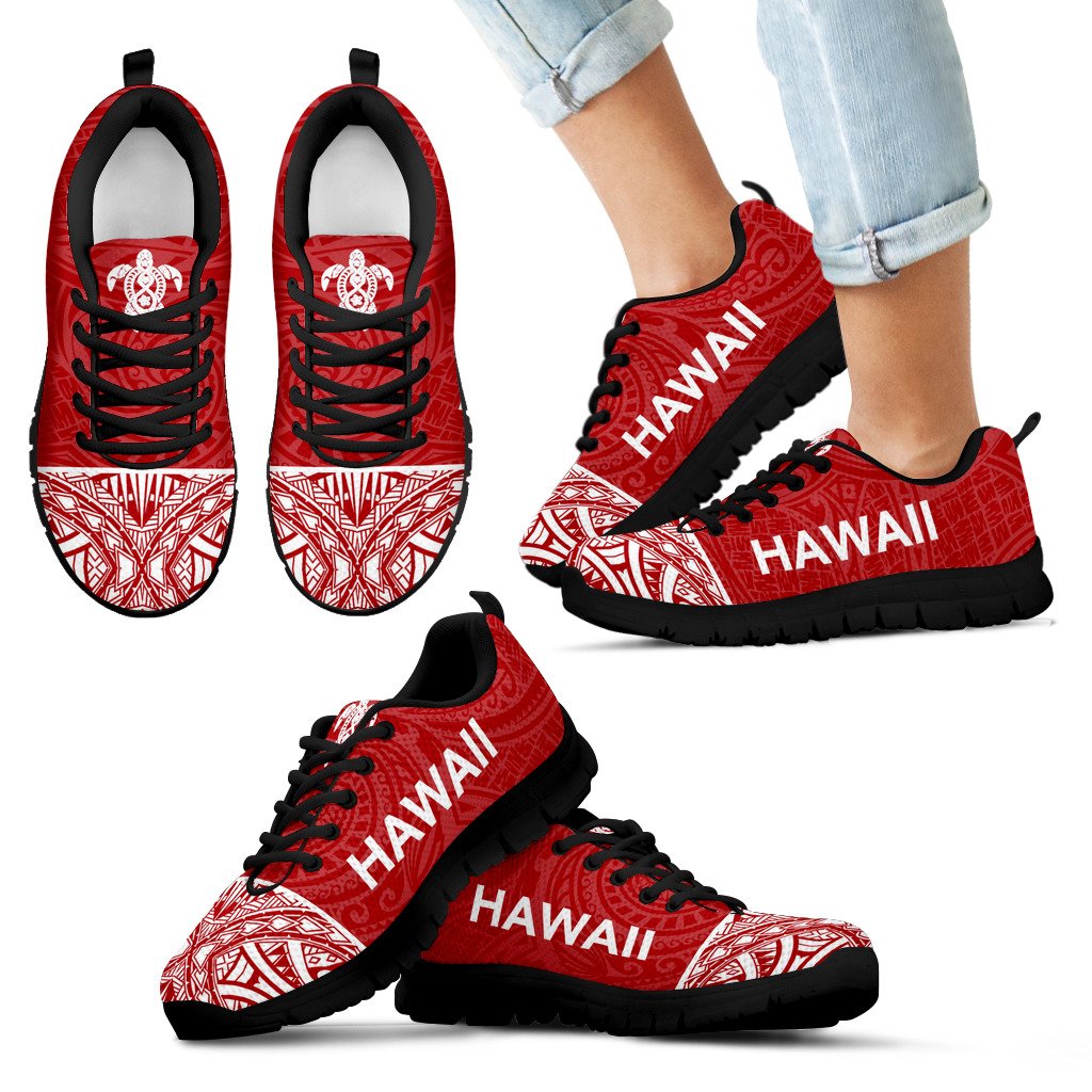 Hawaii Sneakers - Hawaii Turtle Polynesian Tattoo Red White - Polynesian Pride