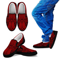 Polynesian Slip Ons Red Kid's Slip Ons Black - Polynesian Pride